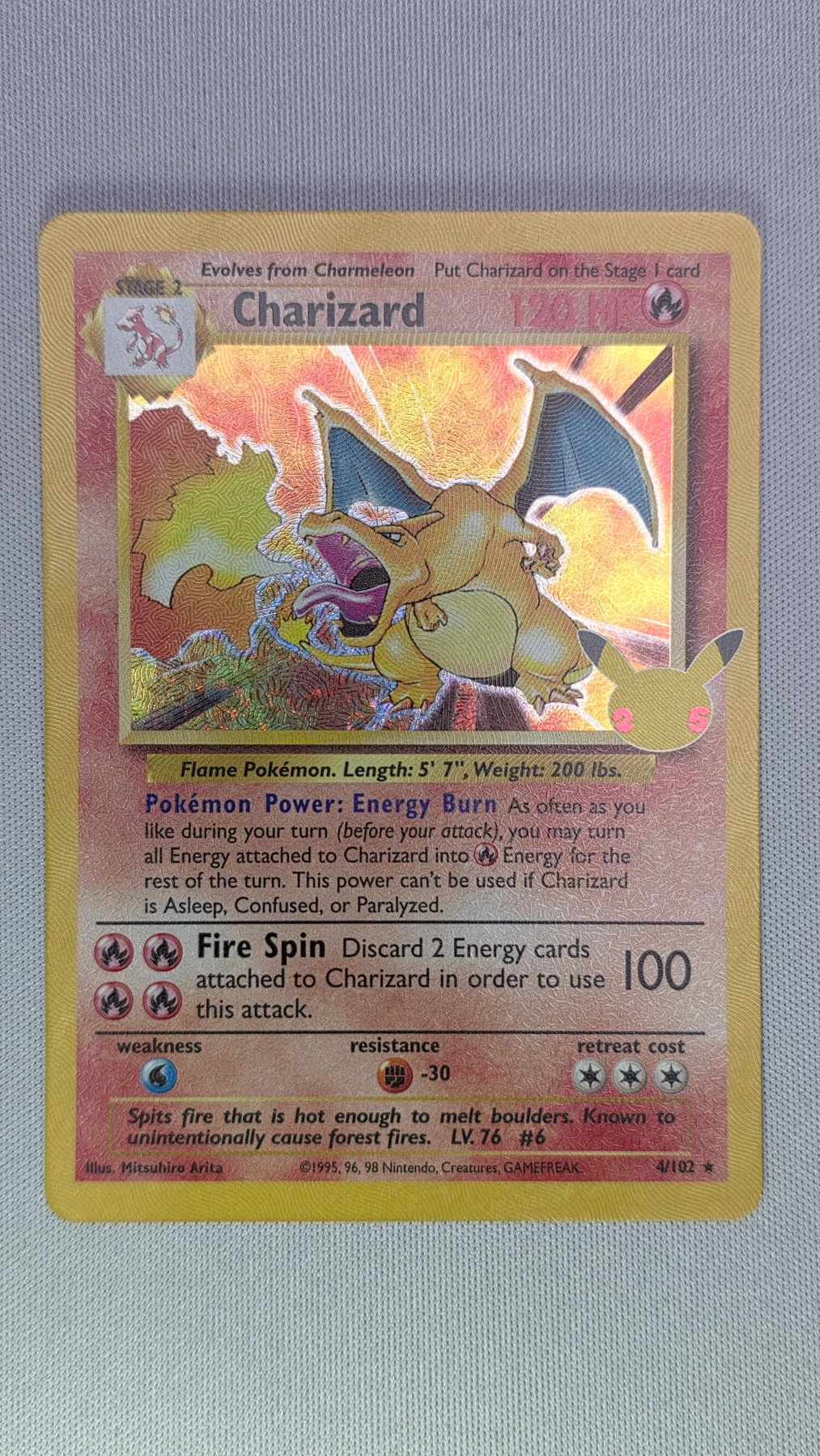 Charizard 4A/25 (Holo) Celebrations front card photo in GradeValue pregrading report