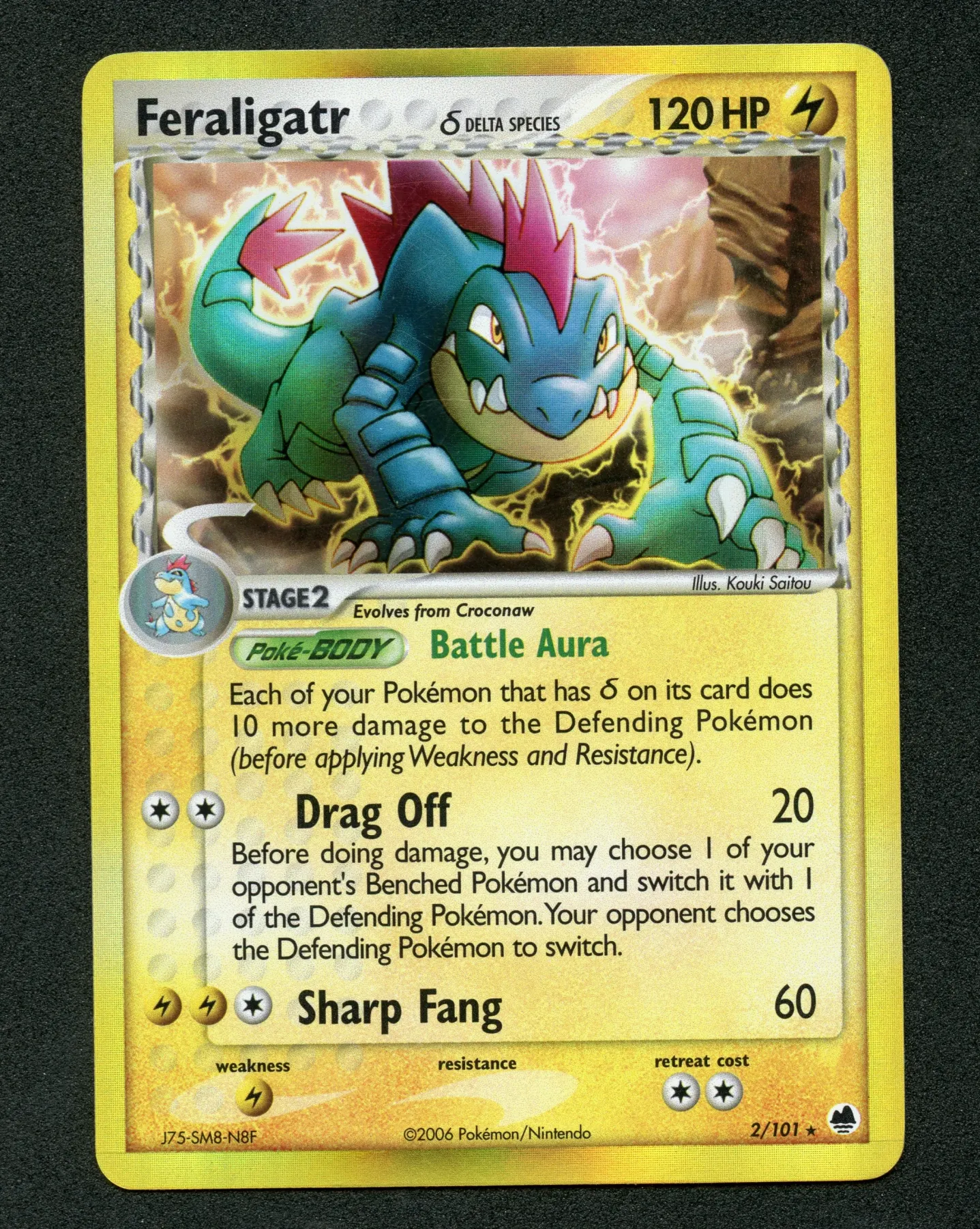 Feraligatr δ 002/101 Dragon Frontiers front card photo in GradeValue pregrading report