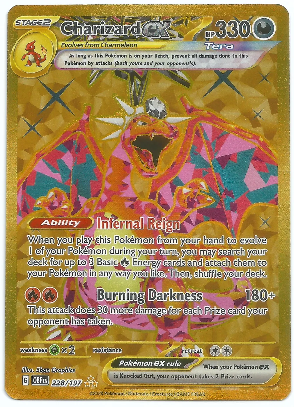 Charizard ex 228/197 Obsidian Flames front card photo in GradeValue pregrading report