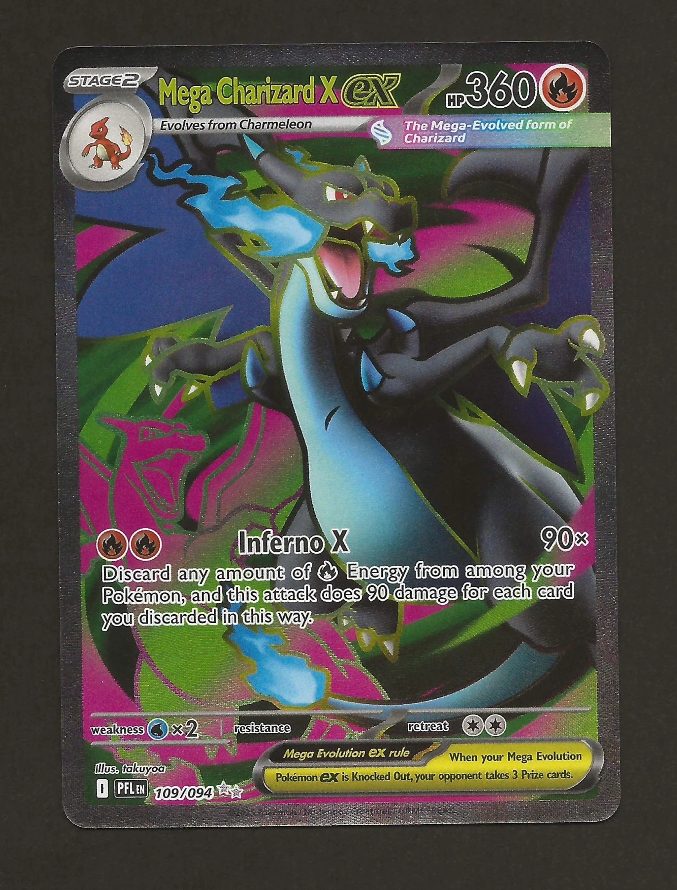 Mega Charizard X ex 109/94 Phantasmal Flames front card photo in GradeValue pregrading report