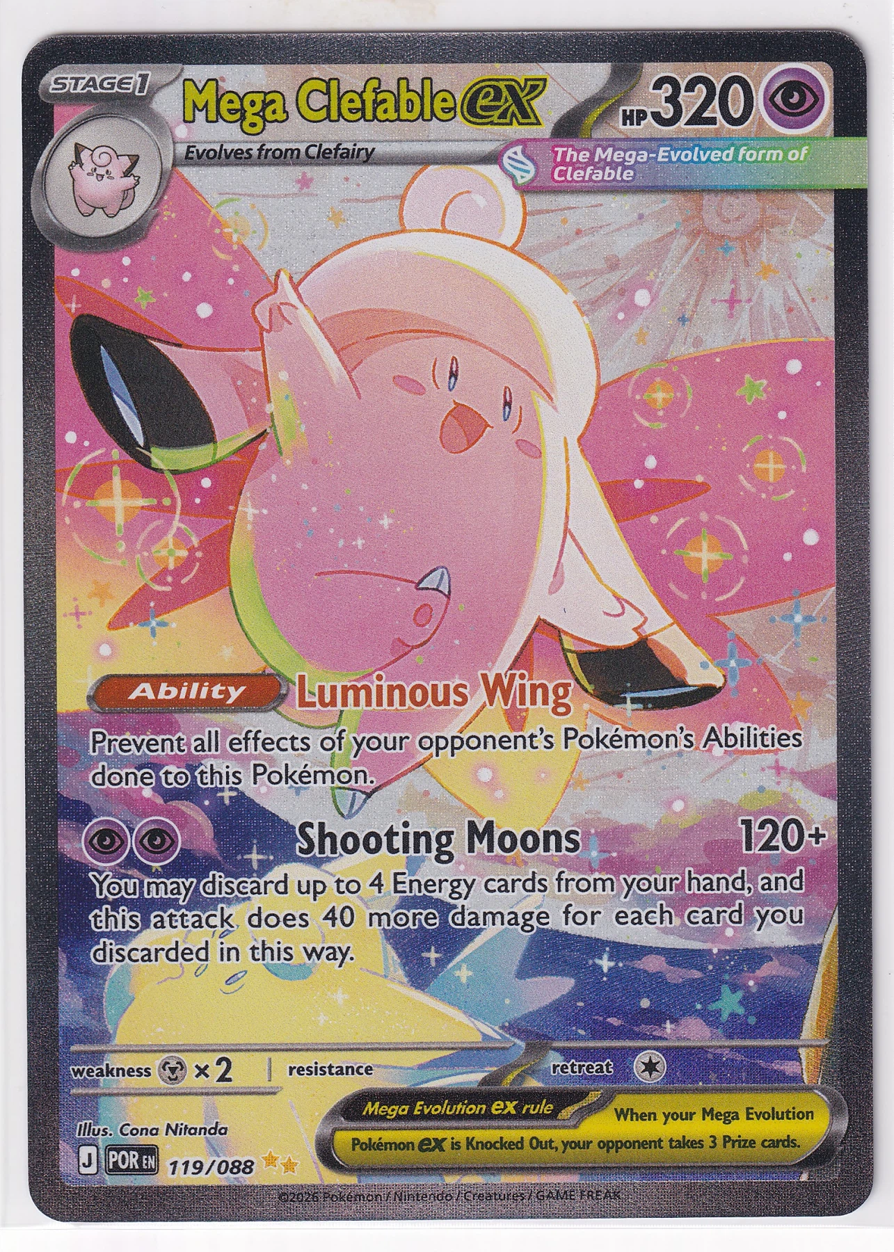 Mega Clefable ex 119/88 Perfect Order front card photo in GradeValue pregrading report