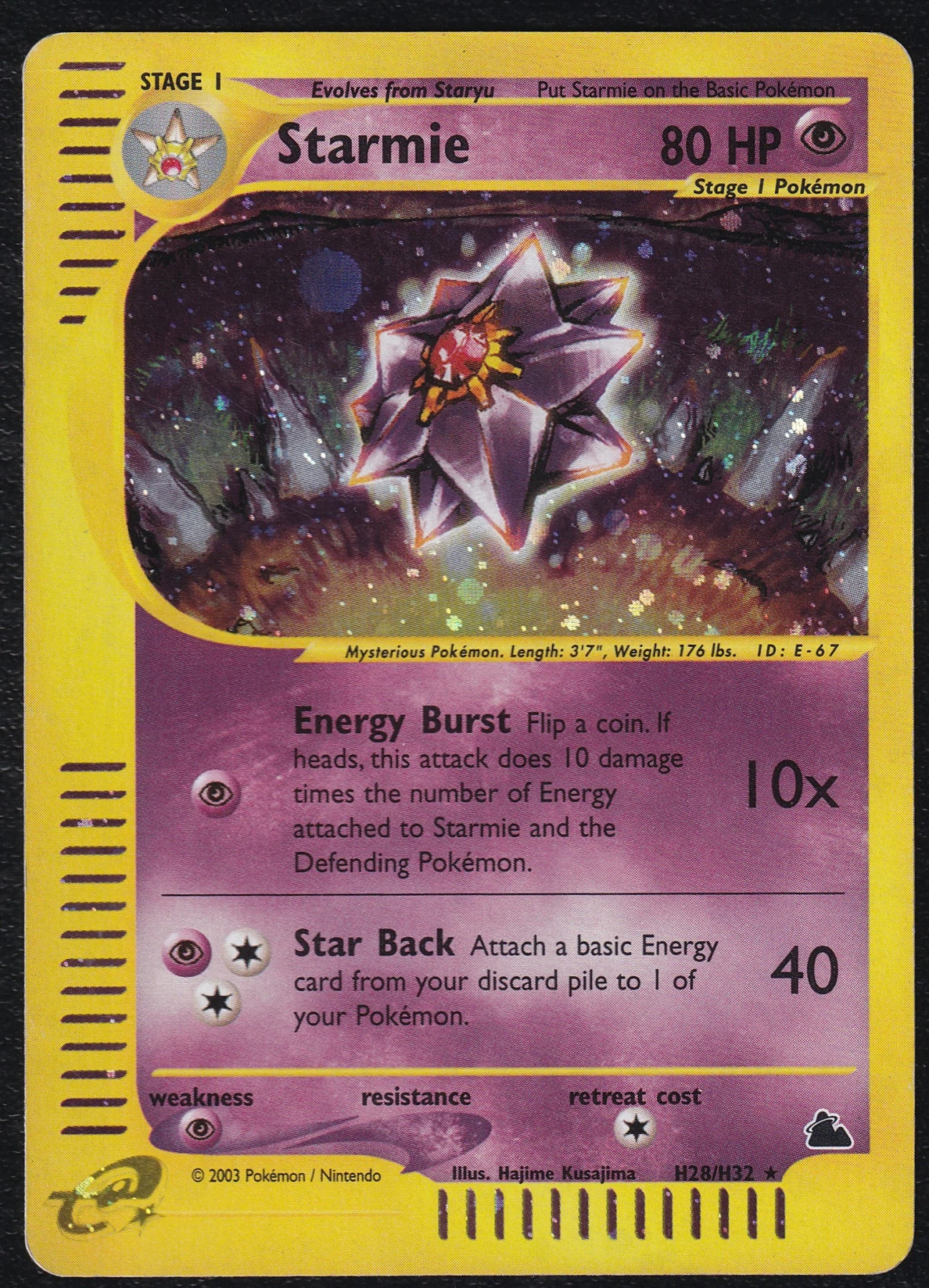 Starmie H28/144 Skyridge front card photo in GradeValue pregrading report