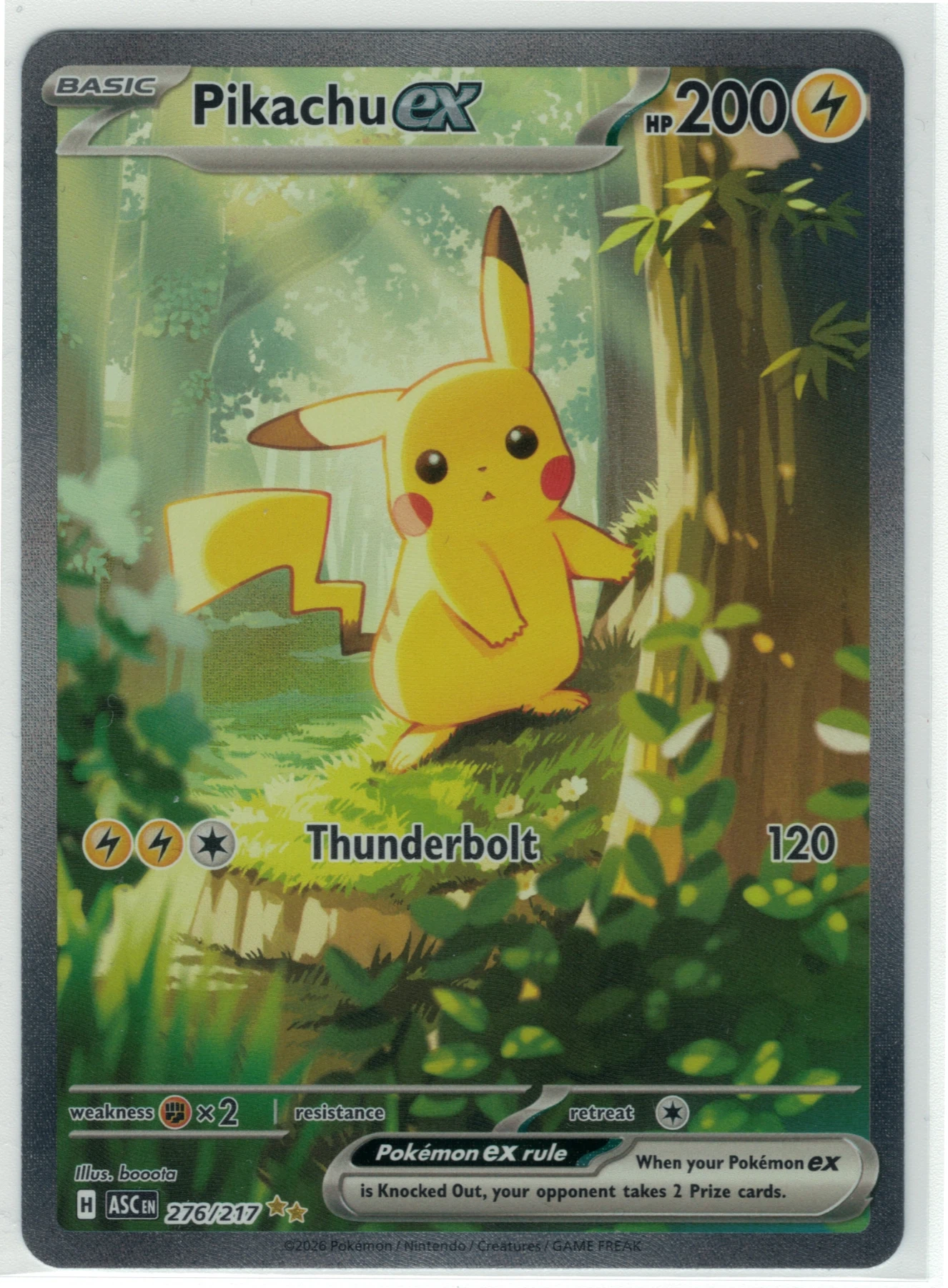 Pikachu ex 276/217 Ascended Heroes front card photo in GradeValue pregrading report