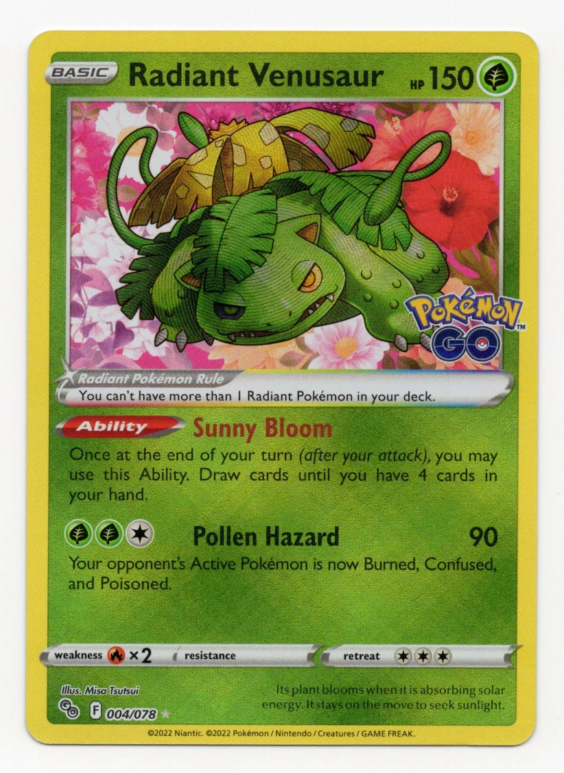 Radiant Venusaur 004/78 Pokémon GO front card photo in GradeValue pregrading report