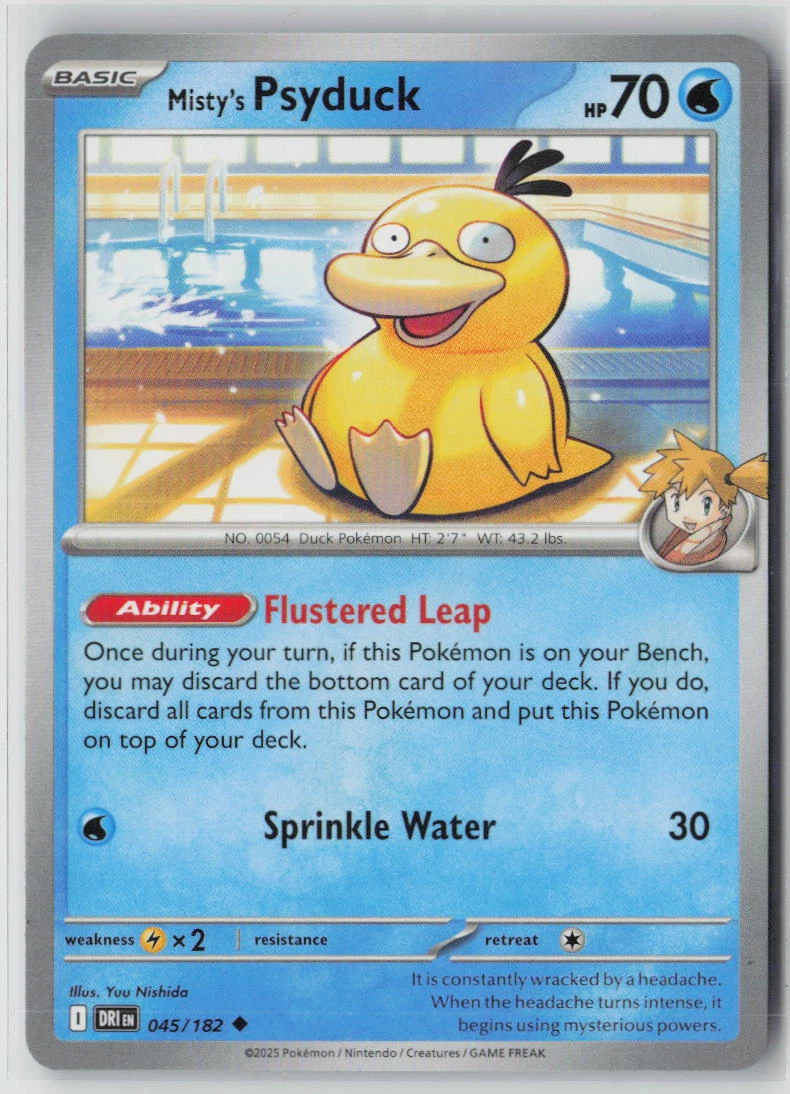 Misty's Psyduck 045/182 · Normal Destined Rivals front card photo in GradeValue pregrading report