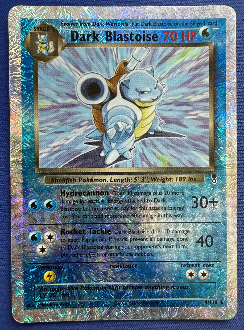 Dark Blastoise 004/110 Legendary Collection front card photo in GradeValue pregrading report