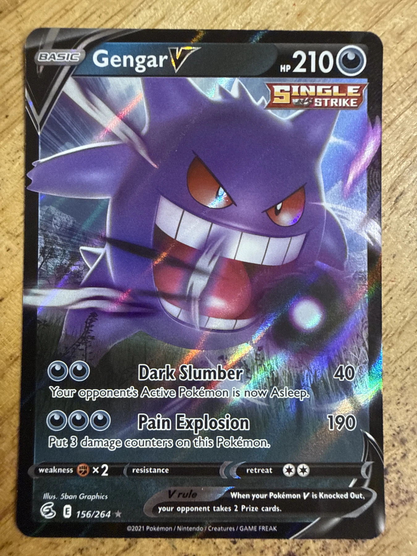 Gengar V 156/264 Fusion Strike front card photo in GradeValue pregrading report