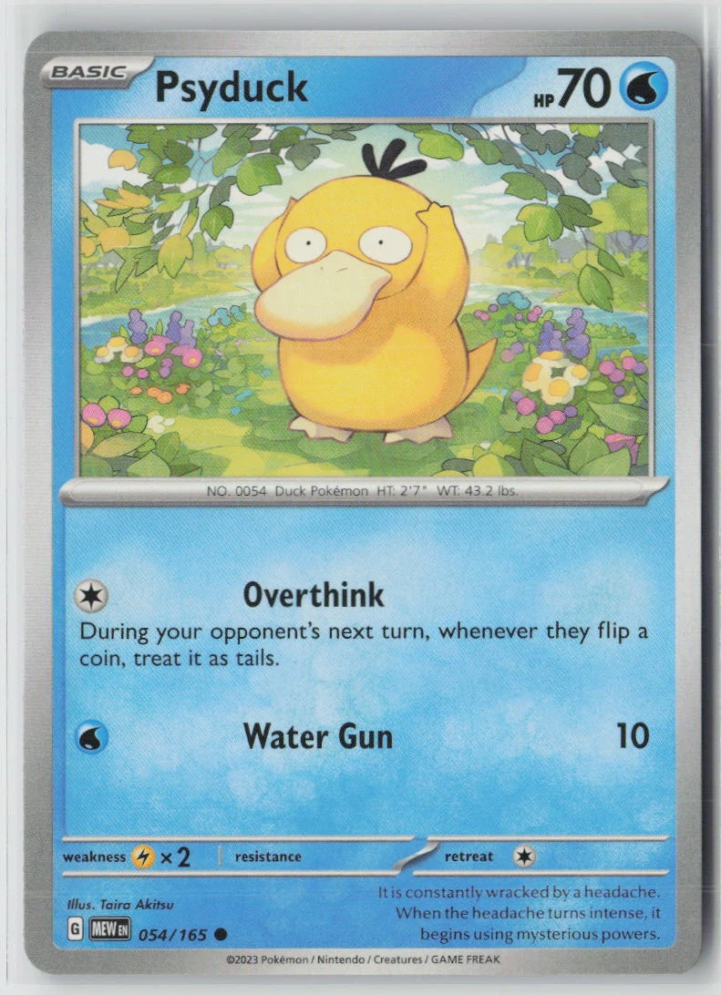 Psyduck 054/165 · Normal 151 front card photo in GradeValue pregrading report