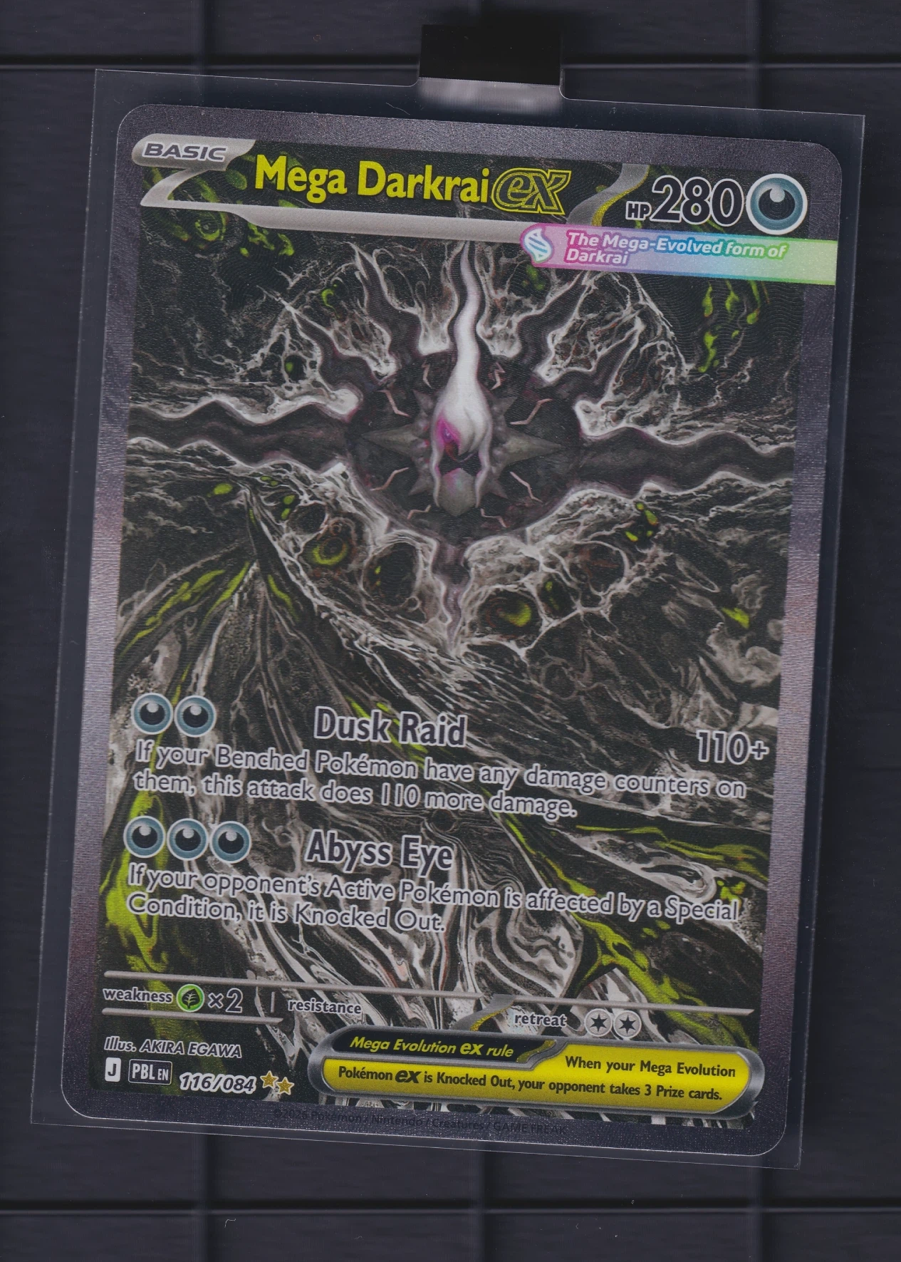 Mega Darkrai ex 116/84 Pitch Black front card photo in GradeValue pregrading report