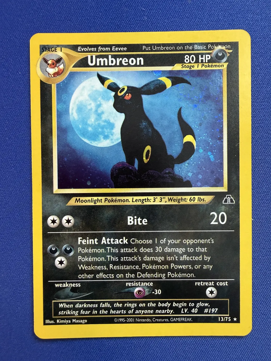 Umbreon 013/75 Neo Discovery front card photo in GradeValue pregrading report