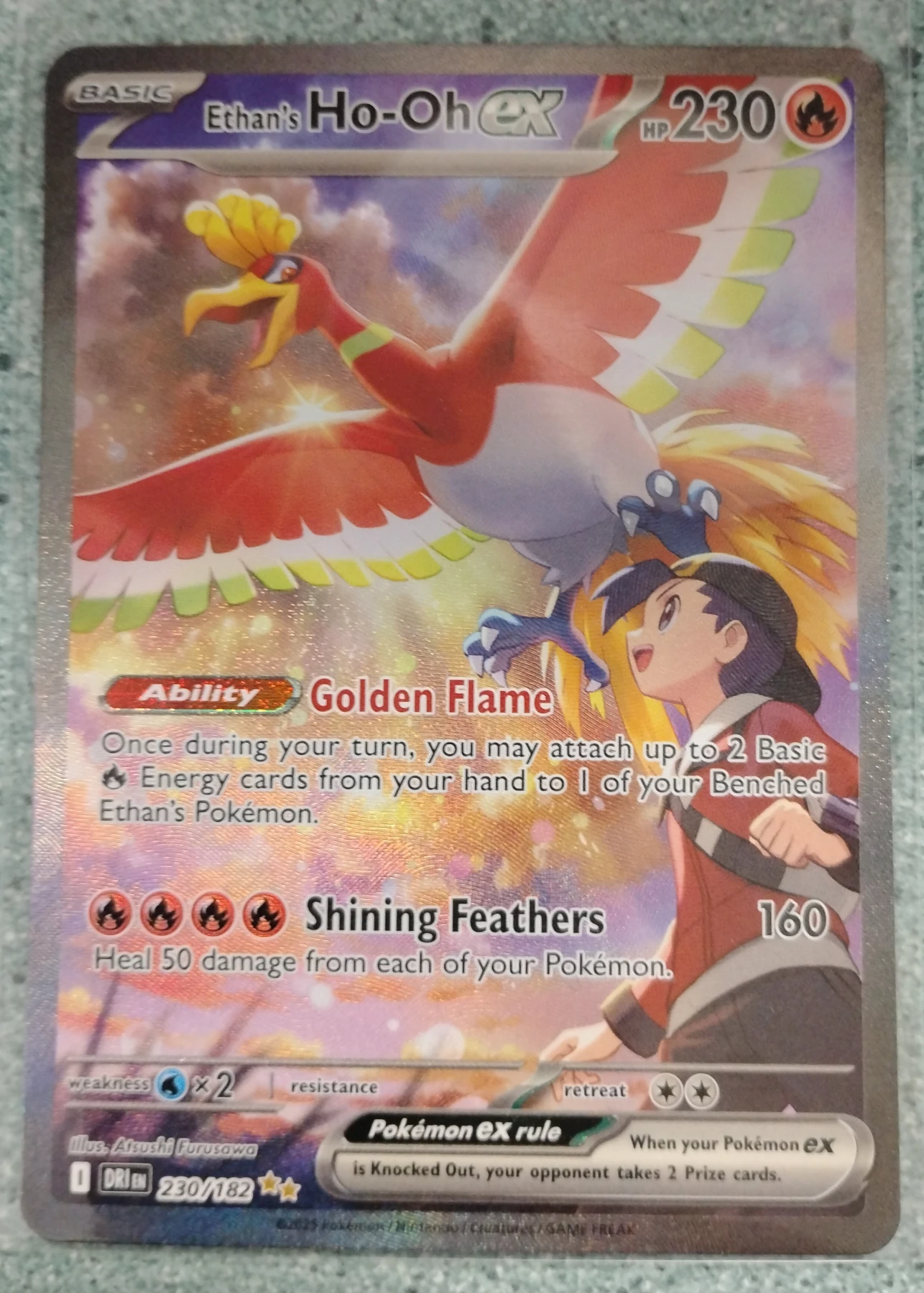 Ethan's Ho-Oh ex 230/182 Destined Rivals front card photo in GradeValue pregrading report