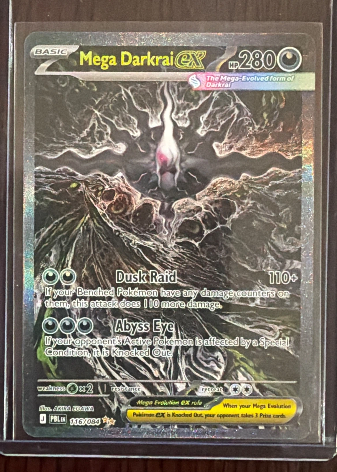 Mega Darkrai ex 116/84 Pitch Black front card photo in GradeValue pregrading report