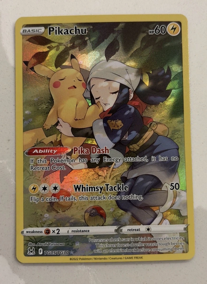Pikachu TG05/196 Lost Origin front card photo in GradeValue pregrading report