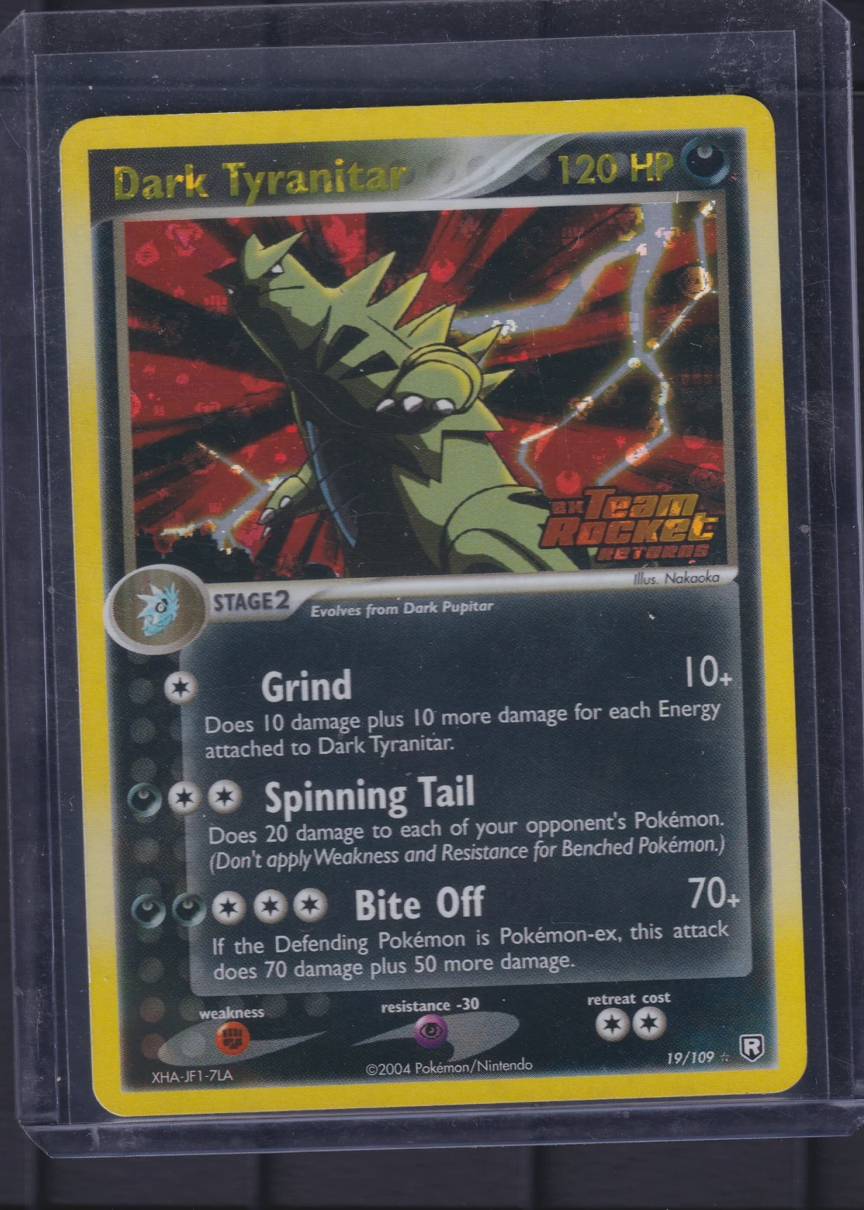 Dark Tyranitar 019/109 Team Rocket Returns front card photo in GradeValue pregrading report