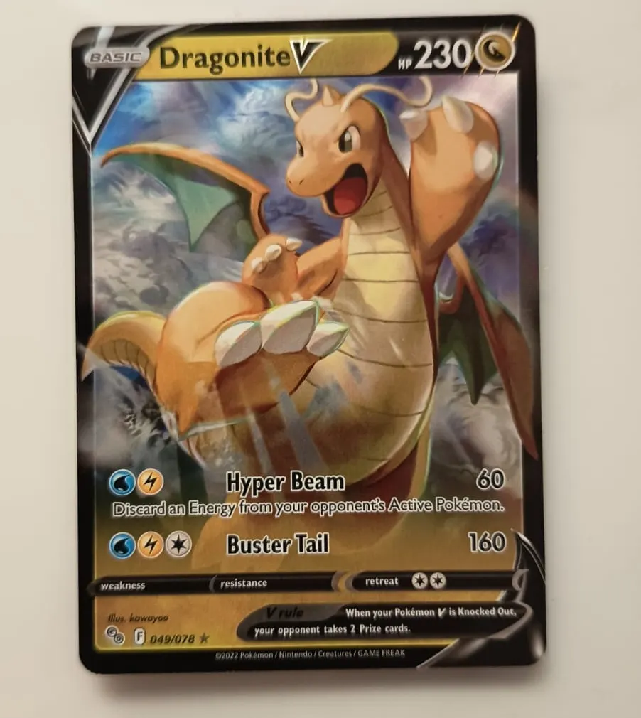 Dragonite V 049/78 Pokémon GO front card photo in GradeValue pregrading report