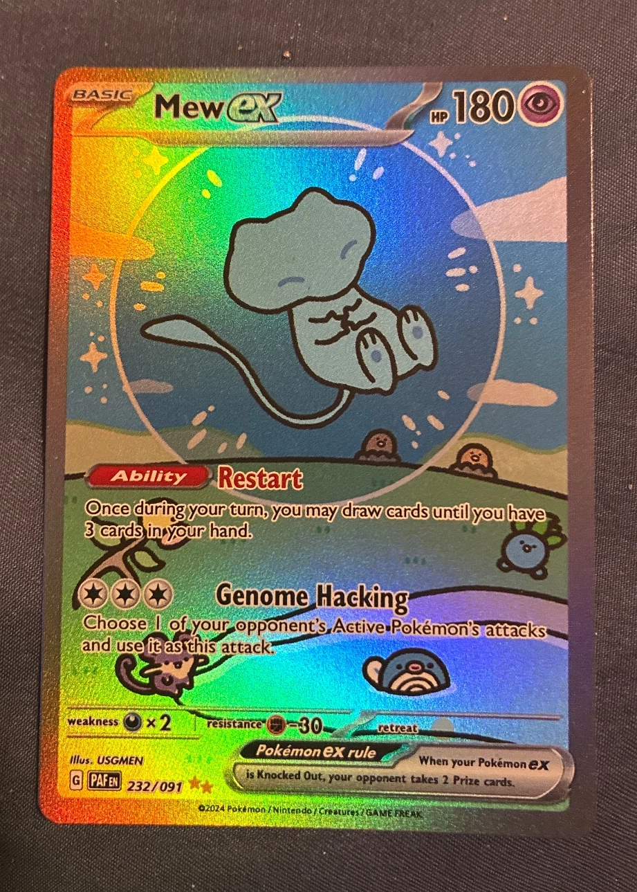 Mew ex 232/91 Paldean Fates front card photo in GradeValue pregrading report