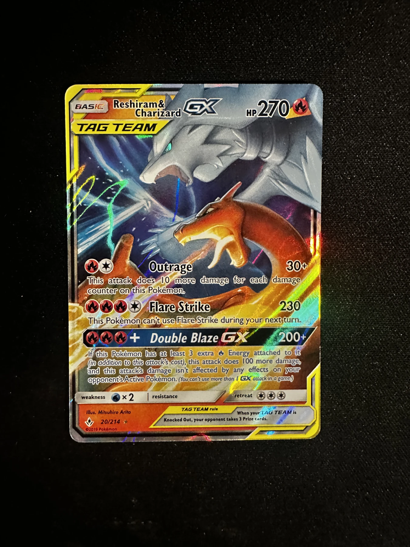 Reshiram & Charizard GX 020/214 Unbroken Bonds front card photo in GradeValue pregrading report