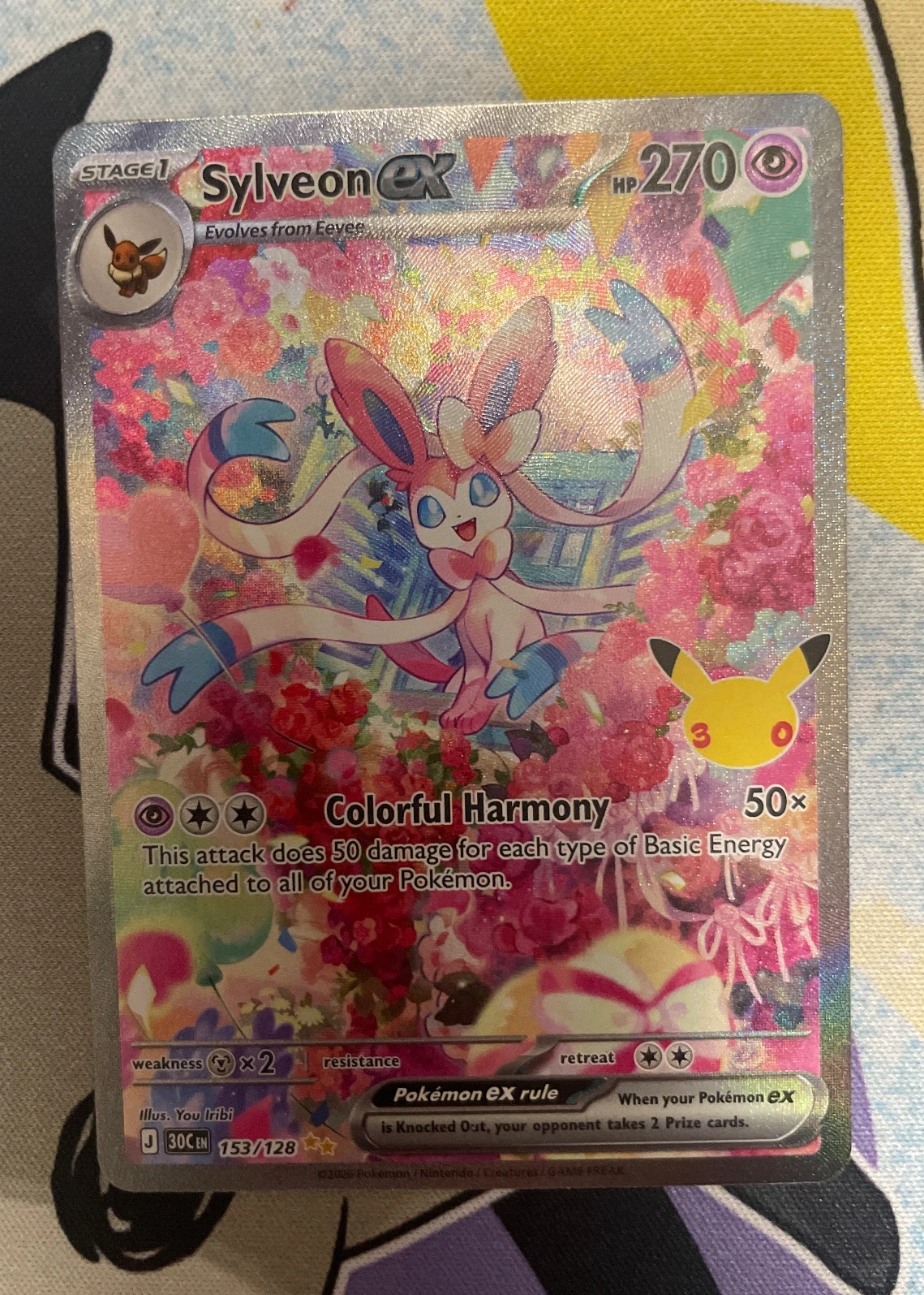 Sylveon ex 153/128 30th Celebration front card photo in GradeValue pregrading report