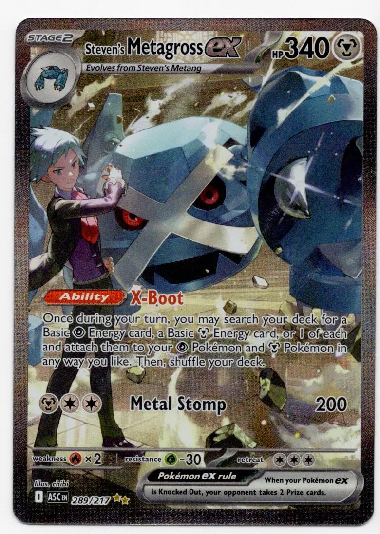 Steven's Metagross ex 289/217 Ascended Heroes front card photo in GradeValue pregrading report