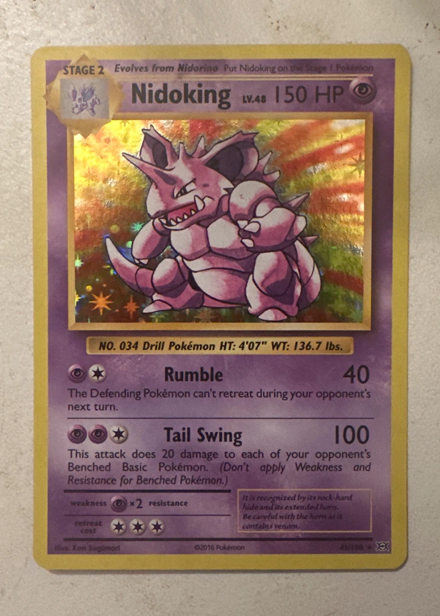 Nidoking 045/108 Evolutions front card photo in GradeValue pregrading report