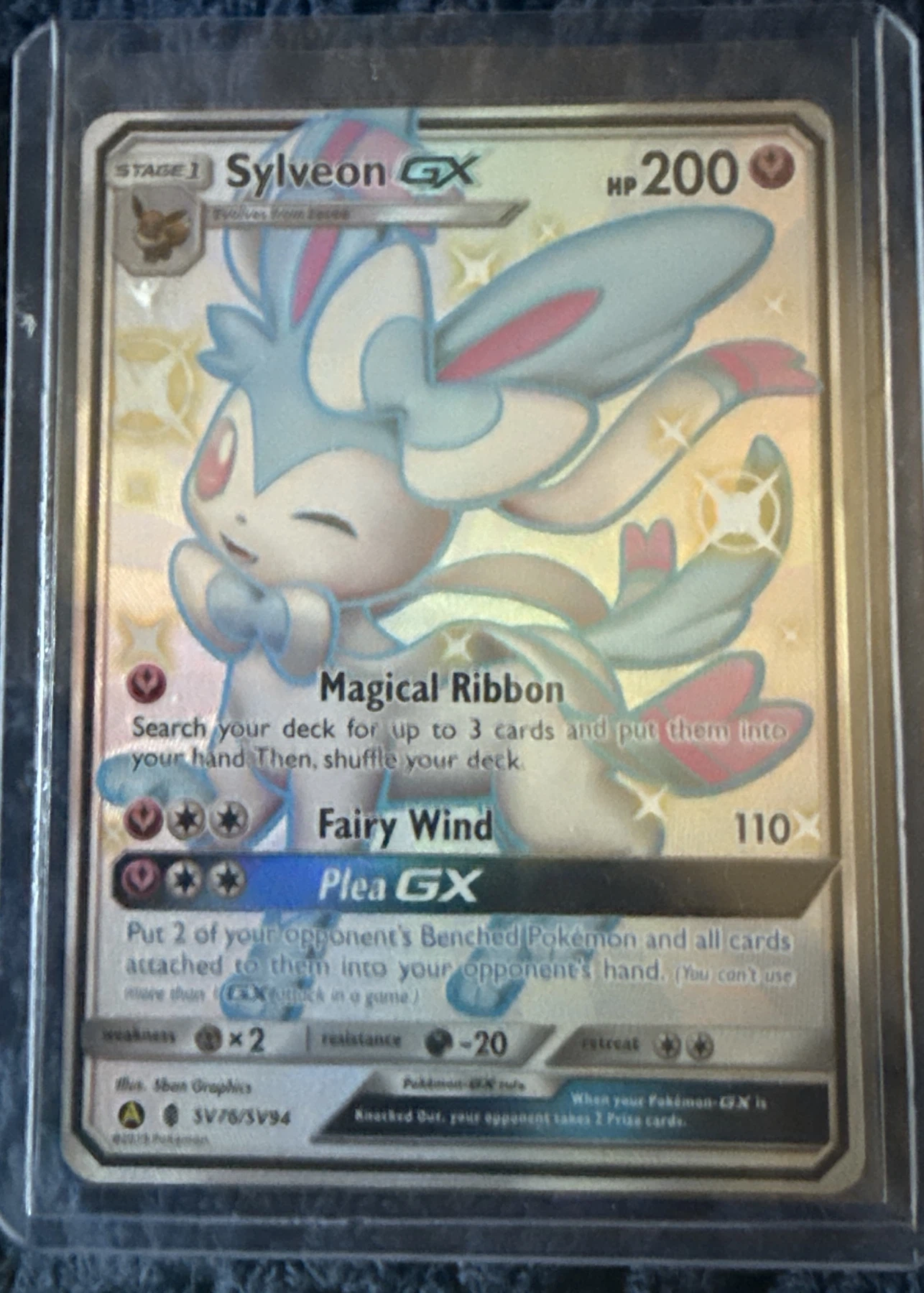 Sylveon-GX SV76/94 Hidden Fates Shiny Vault front card photo in GradeValue pregrading report