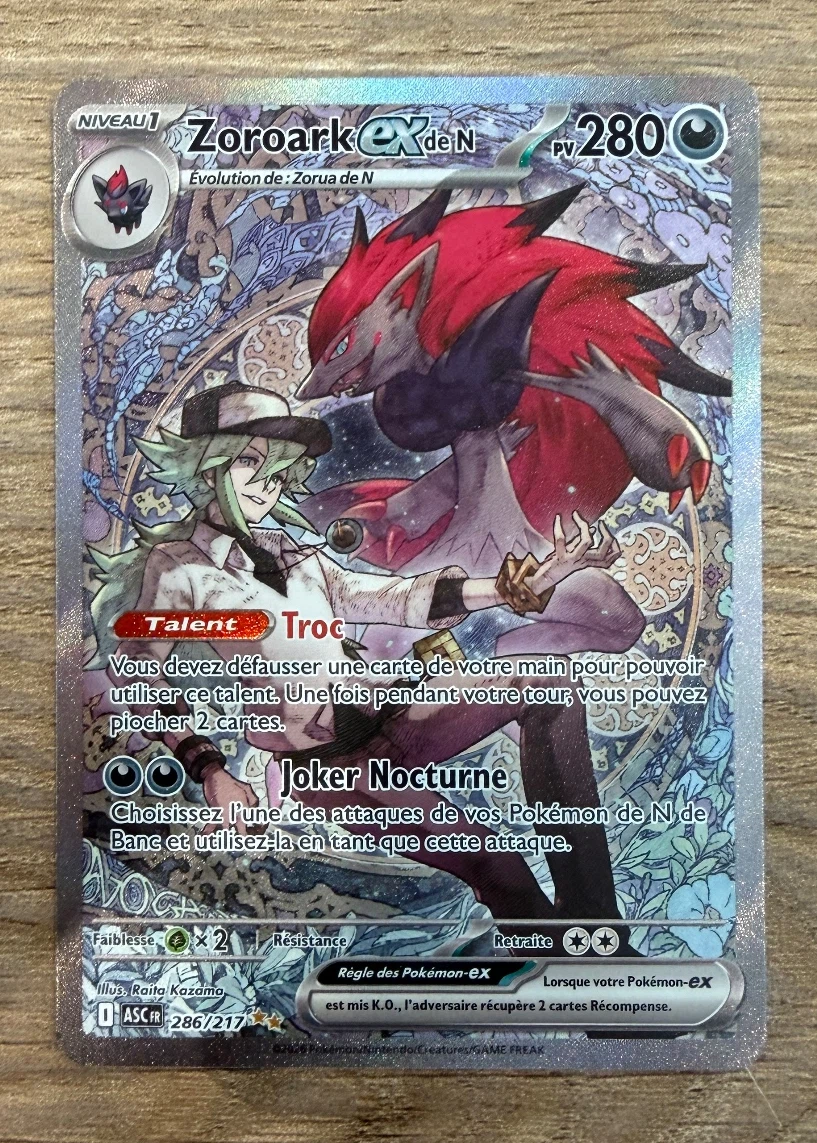 N's Zoroark ex 286/217 Ascended Heroes front card photo in GradeValue pregrading report