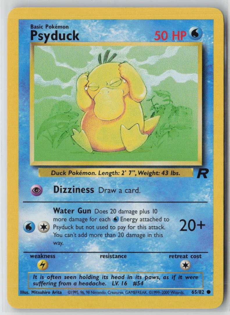 Psyduck 065/82 · Normal Team Rocket front card photo in GradeValue pregrading report
