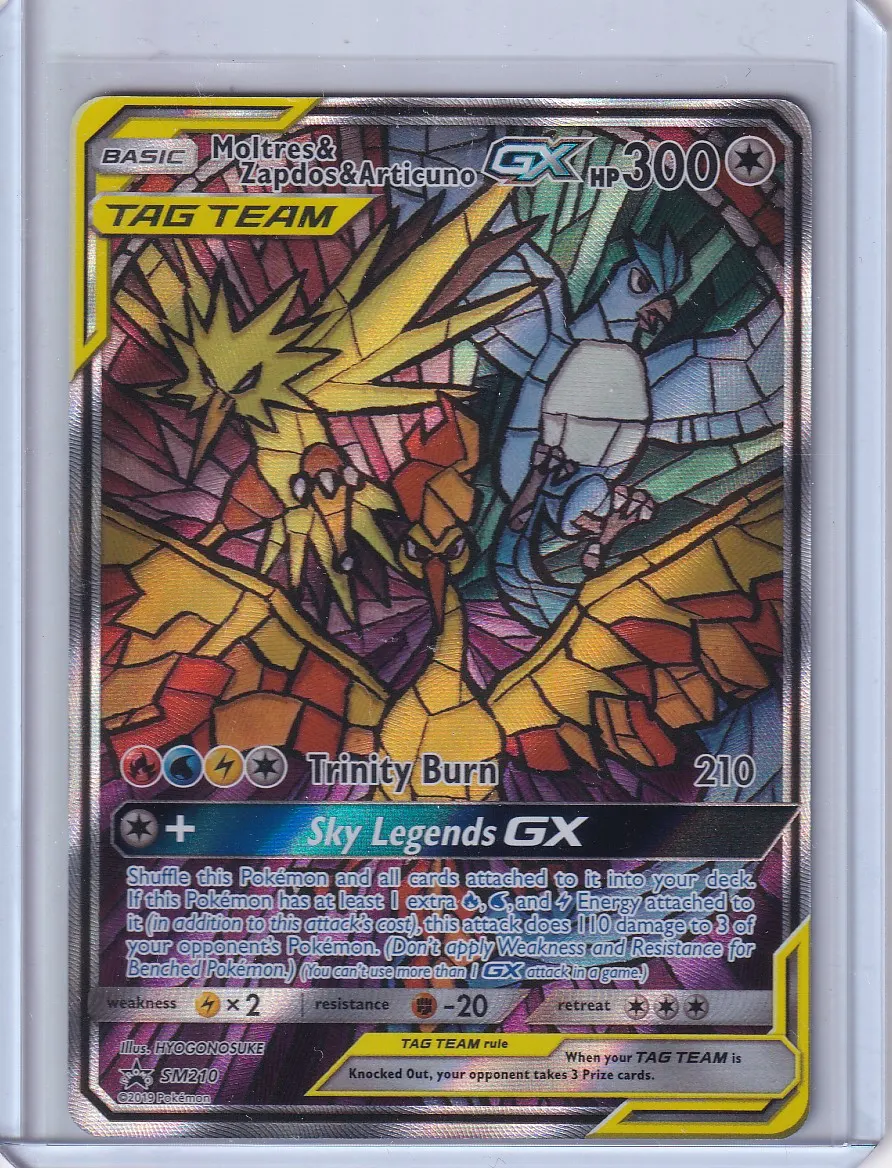 Moltres & Zapdos & Articuno GX SM210/248 SM Black Star Promos front card photo in GradeValue pregrading report