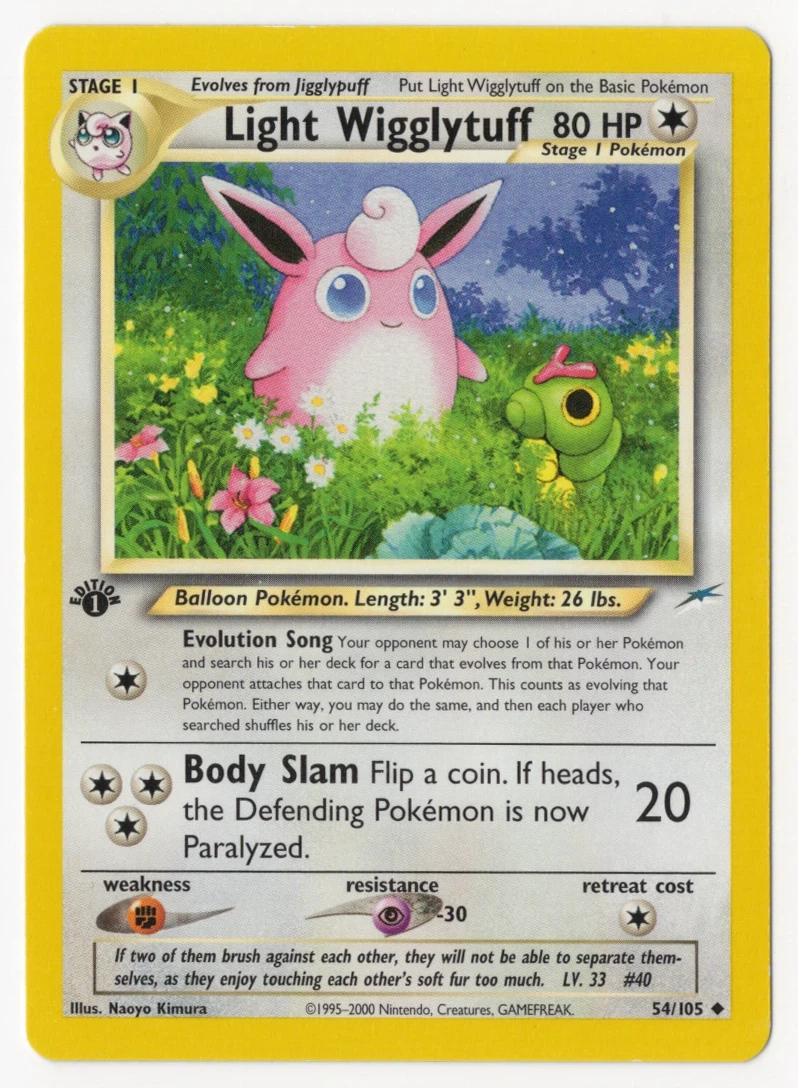 Light Wigglytuff 054/105 Neo Destiny front card photo in GradeValue pregrading report