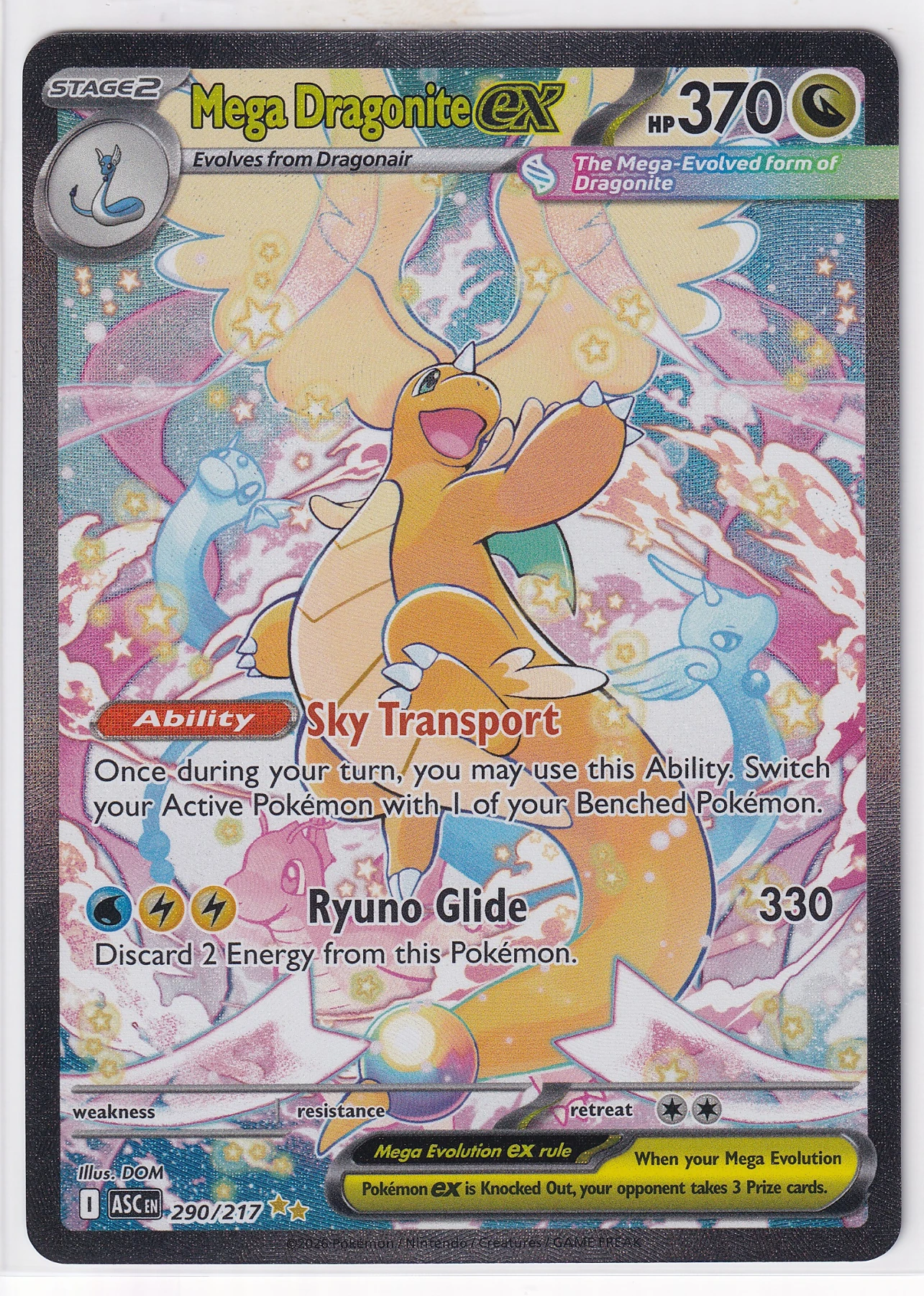 Mega Dragonite ex 290/217 Ascended Heroes front card photo in GradeValue pregrading report