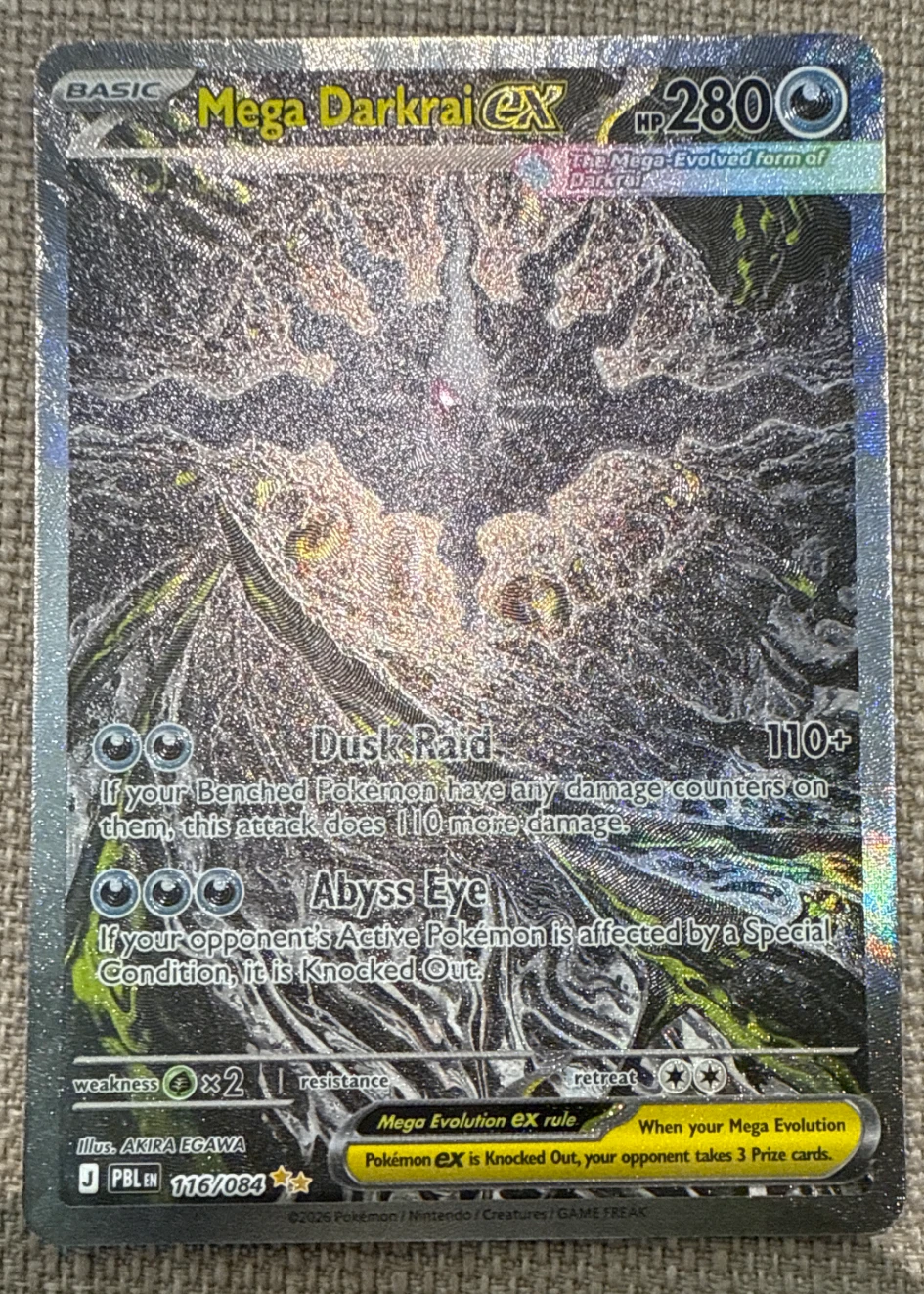 Mega Darkrai ex 116/84 Pitch Black front card photo in GradeValue pregrading report