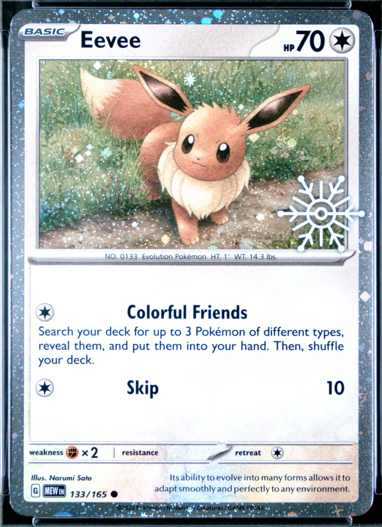 Eevee 133/165 151 front card photo in GradeValue pregrading report