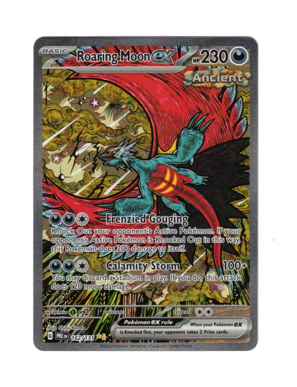 Roaring Moon ex 162/131 Prismatic Evolutions front card photo in GradeValue pregrading report