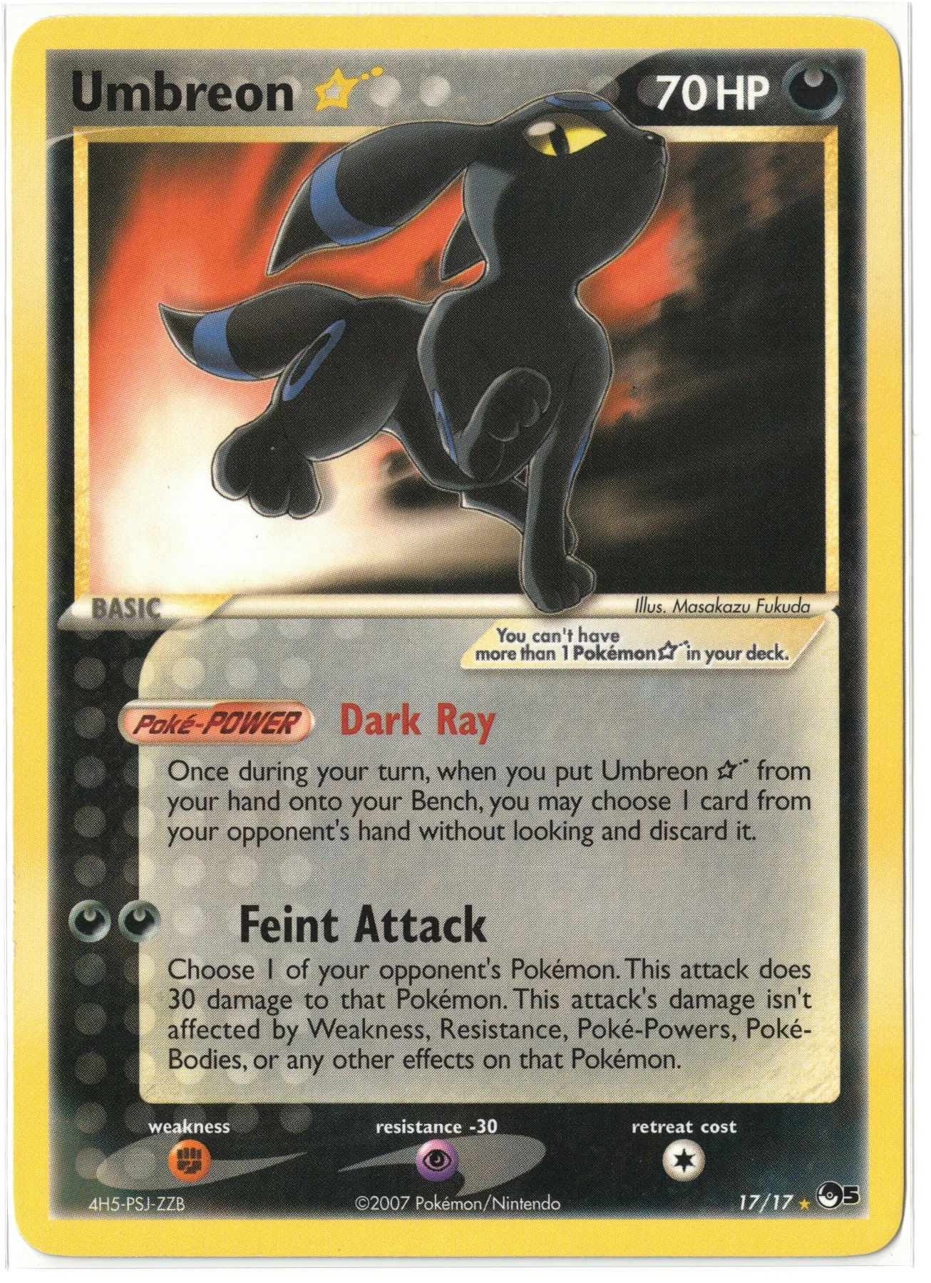 Umbreon ★ 017/17 POP Series 5 front card photo in GradeValue pregrading report