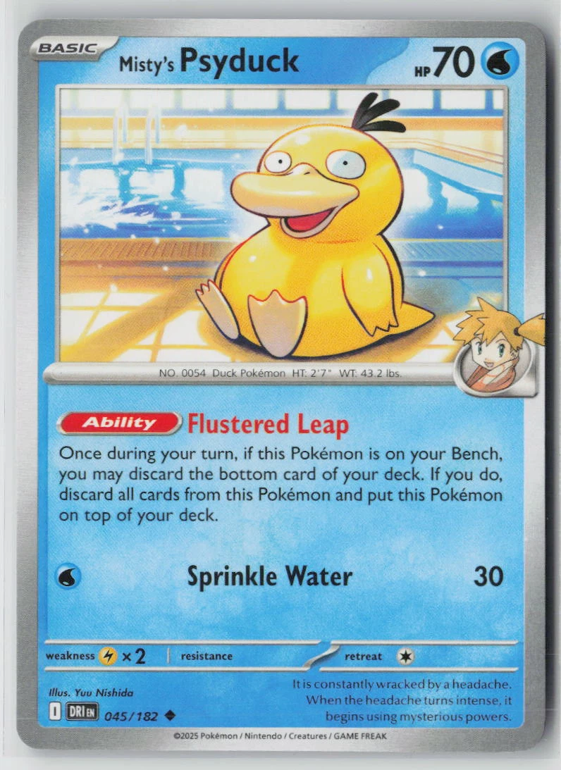 Misty's Psyduck 045/182 · Normal Destined Rivals front card photo in GradeValue pregrading report