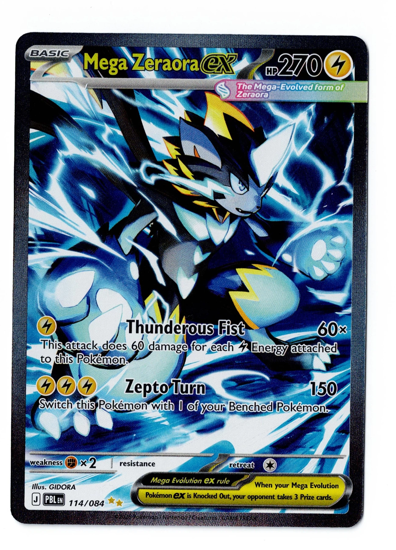 Mega Zeraora ex 114/84 Pitch Black front card photo in GradeValue pregrading report