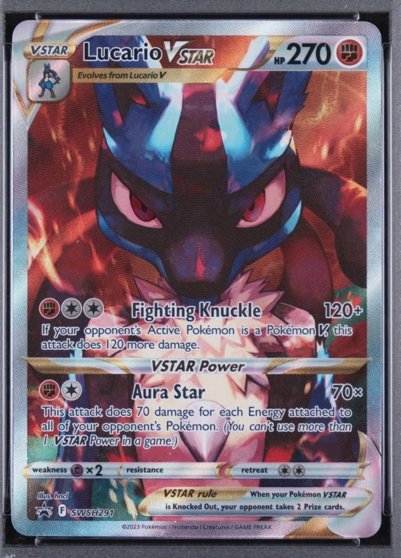 Lucario VSTAR SWSH291/307 SWSH Black Star Promos front card photo in GradeValue pregrading report