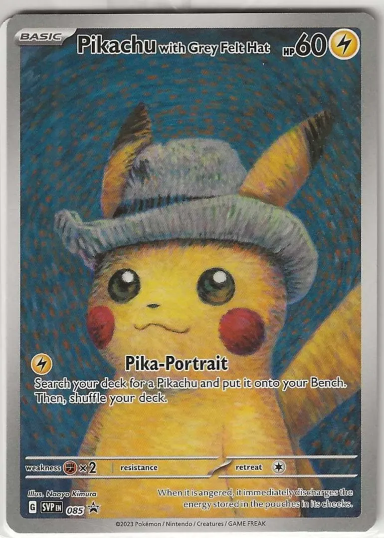 Pikachu with Grey Felt Hat 085/225 SVP Black Star Promos front card photo in GradeValue pregrading report