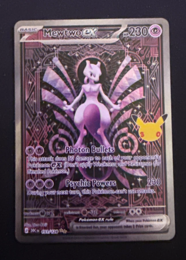Mewtwo ex 151/128 30th Celebration front card photo in GradeValue pregrading report