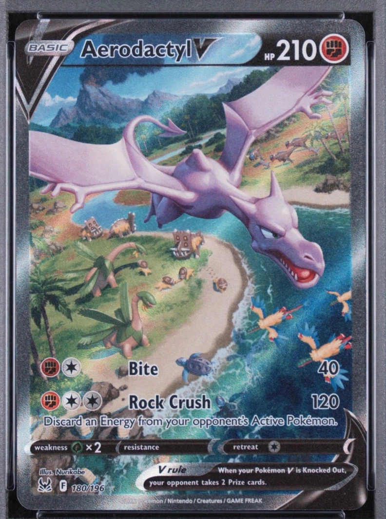 Aerodactyl V 180/196 Lost Origin front card photo in GradeValue pregrading report