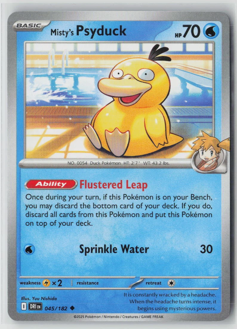 Misty's Psyduck 045/182 · Normal Destined Rivals front card photo in GradeValue pregrading report