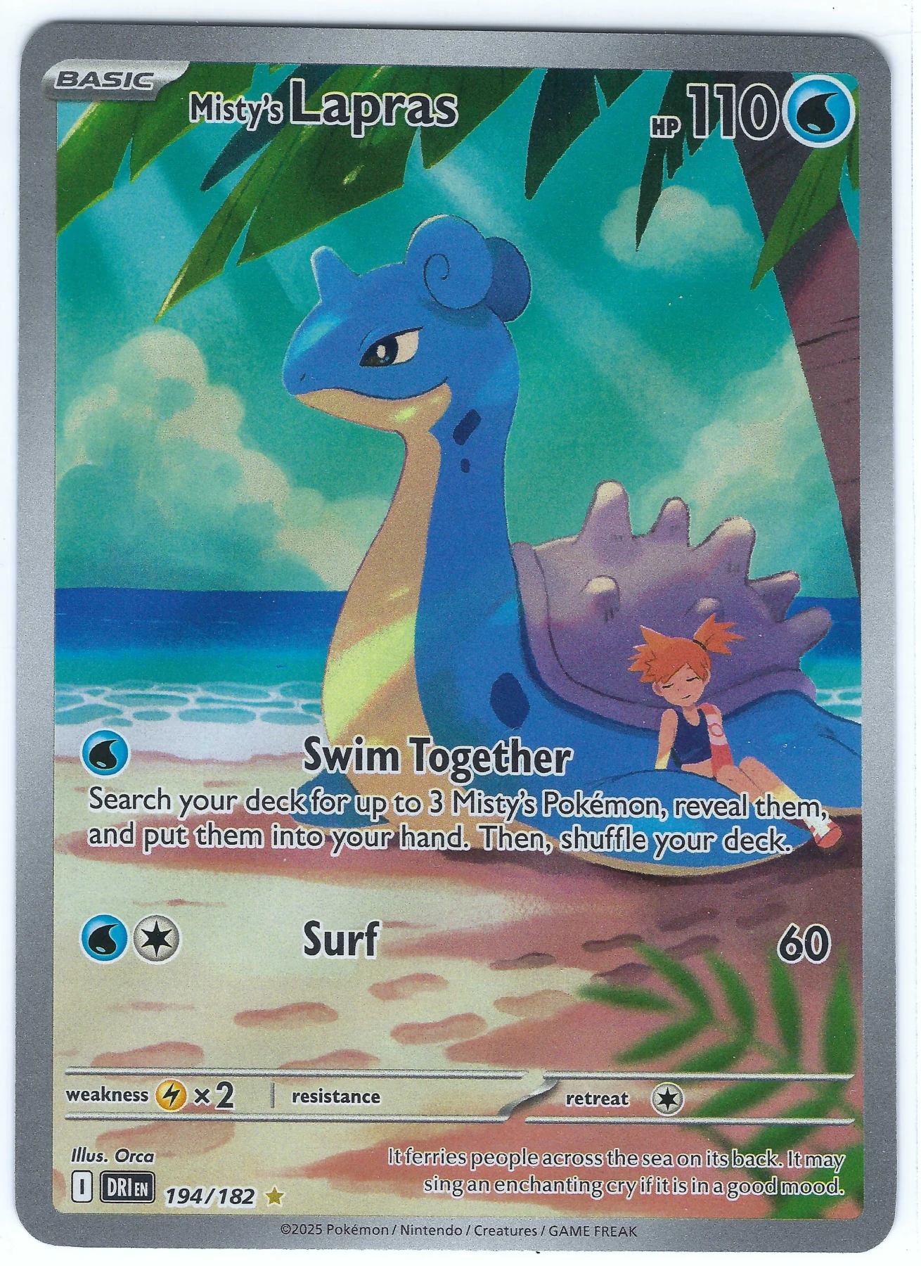 Misty's Lapras 194/182 Destined Rivals front card photo in GradeValue pregrading report