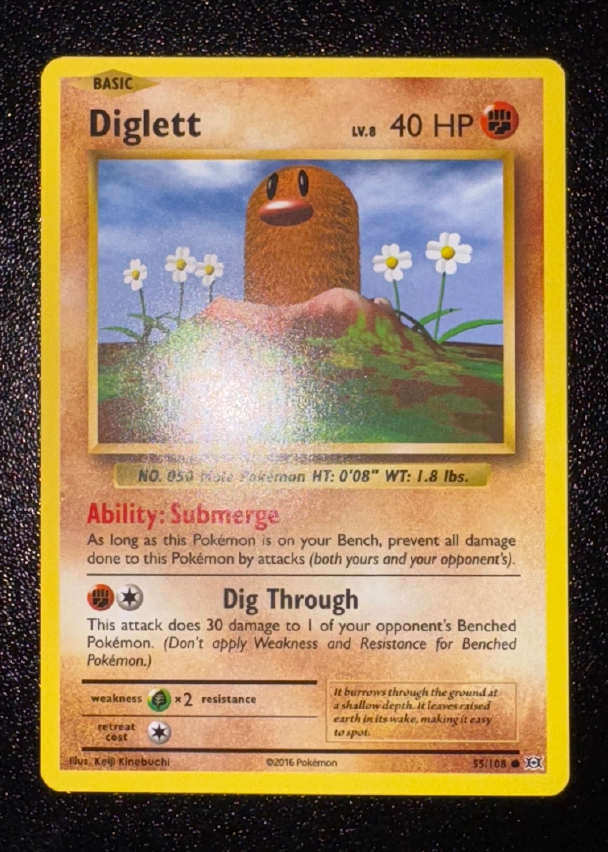 Diglett 055/108 Evolutions front card photo in GradeValue pregrading report
