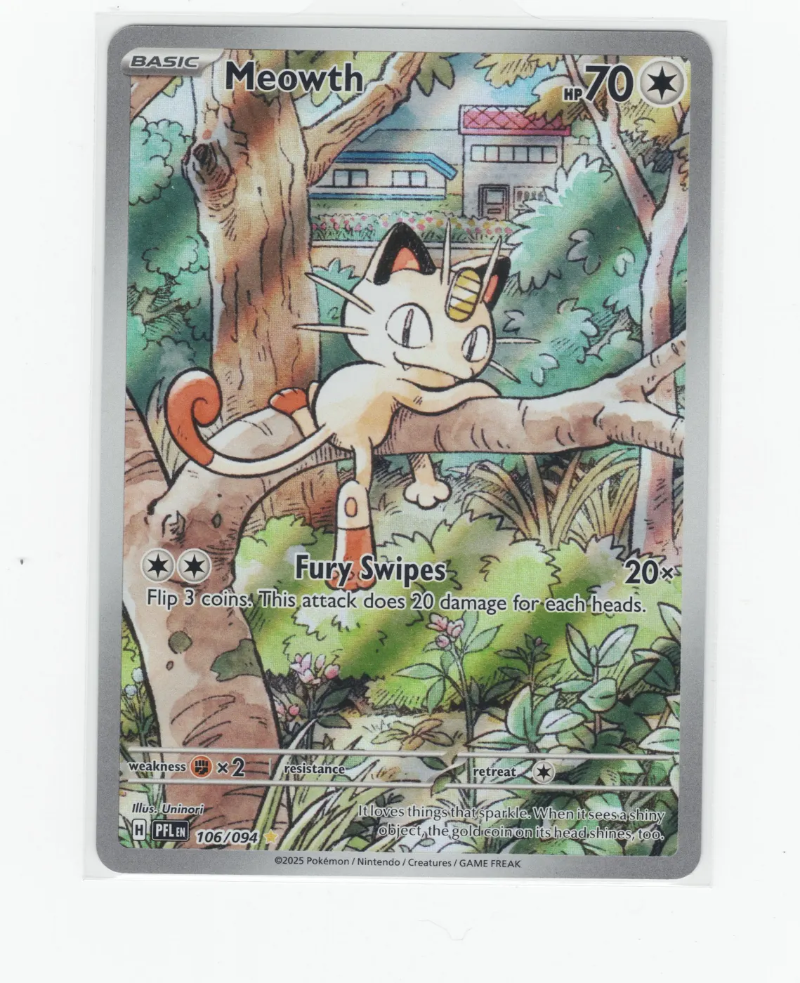 Meowth 106/94 Phantasmal Flames front card photo in GradeValue pregrading report