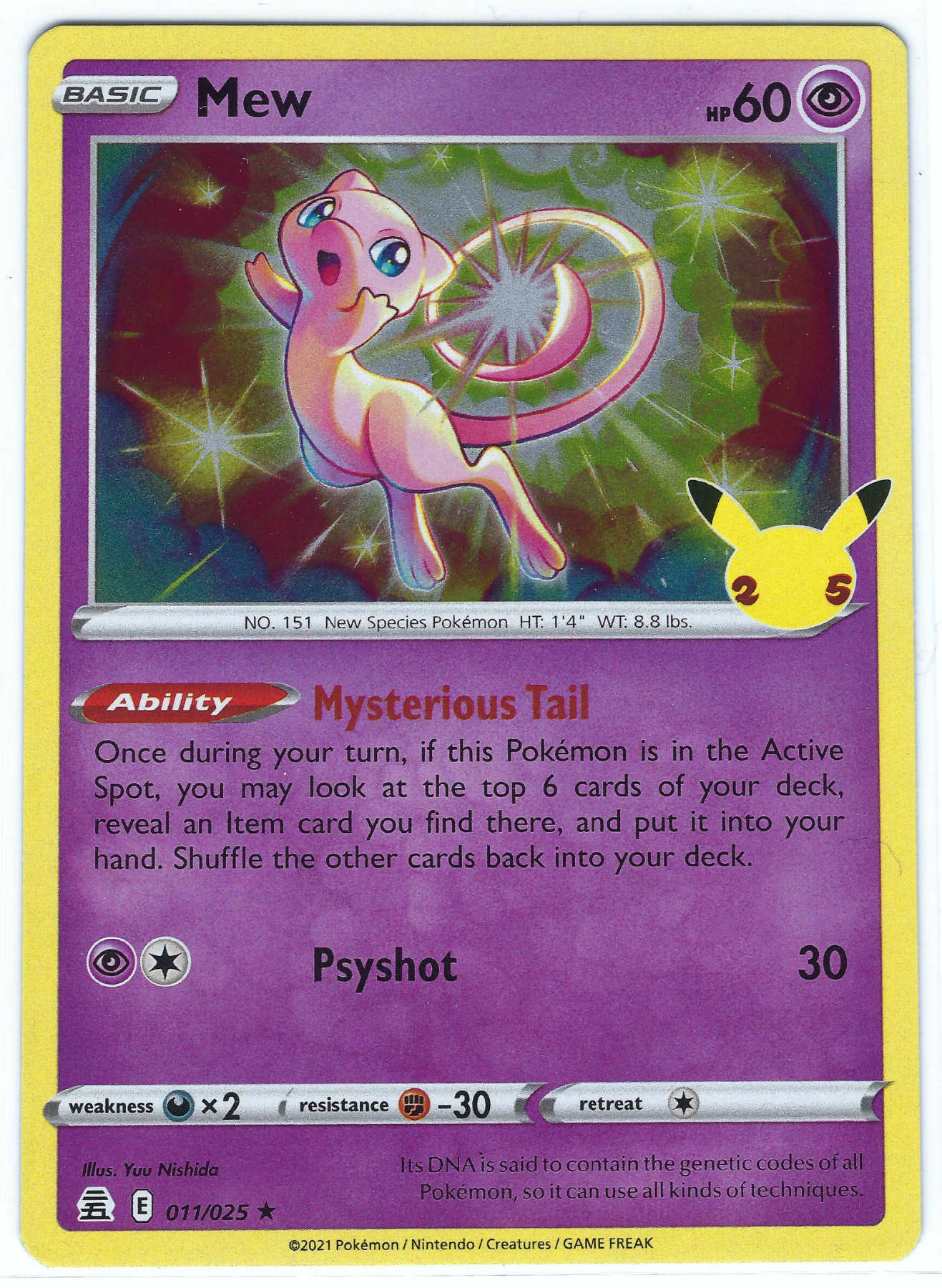 Mew 011/25 Celebrations front card photo in GradeValue pregrading report