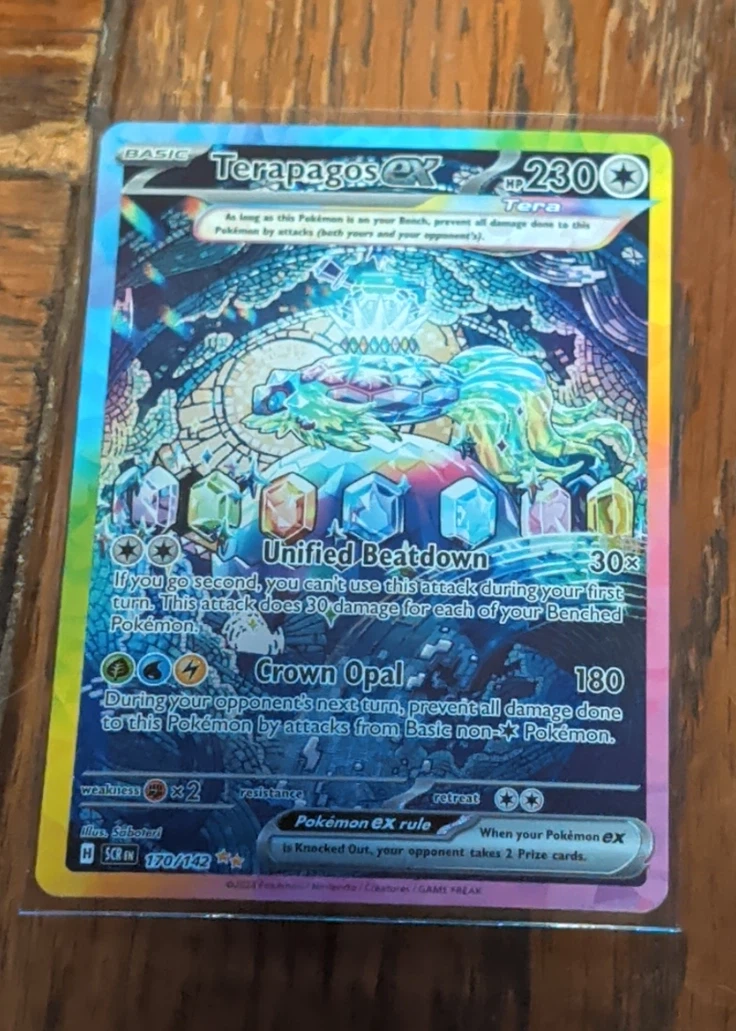 Terapagos ex 170/142 Stellar Crown front card photo in GradeValue pregrading report