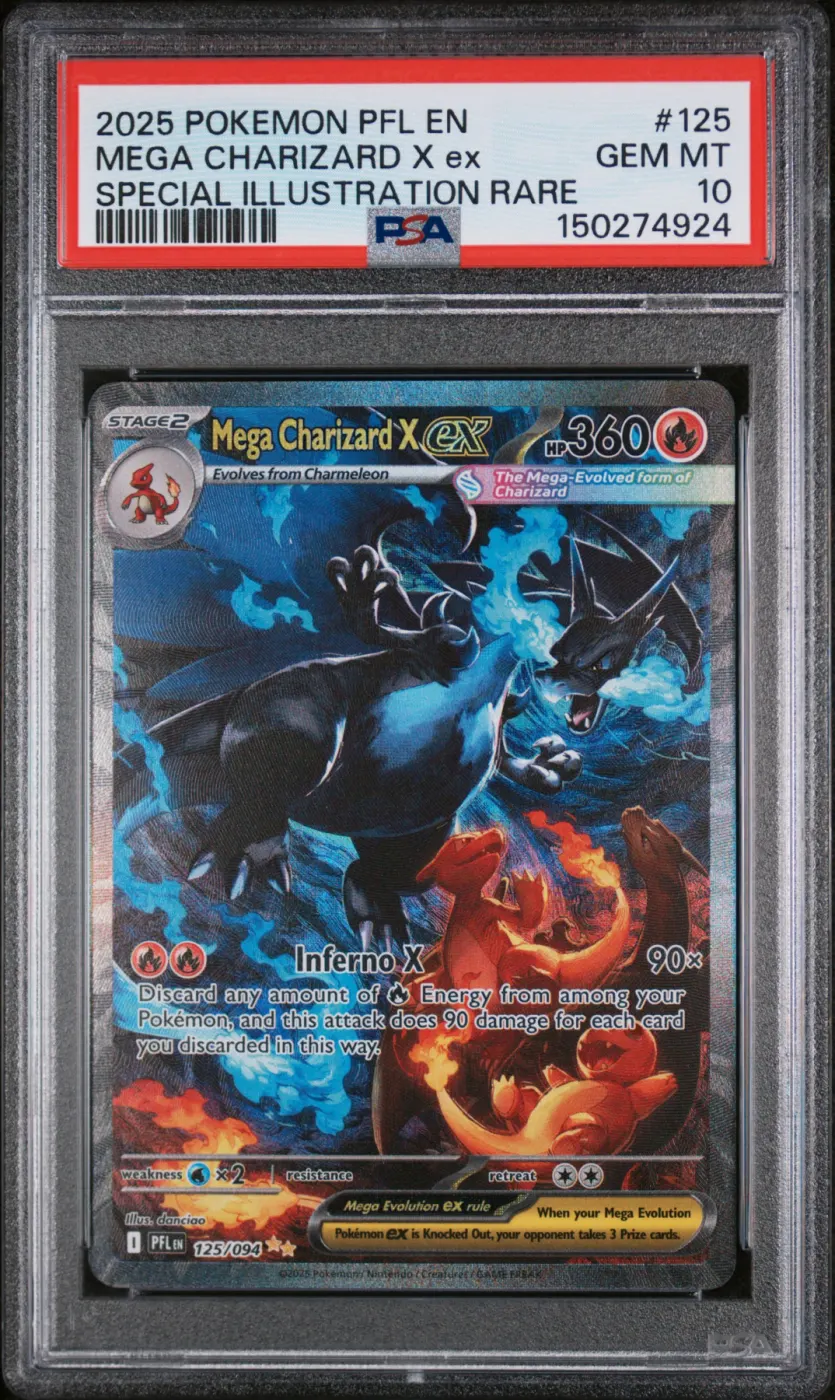 Mega Charizard X ex 125/94 Phantasmal Flames front card photo in GradeValue pregrading report