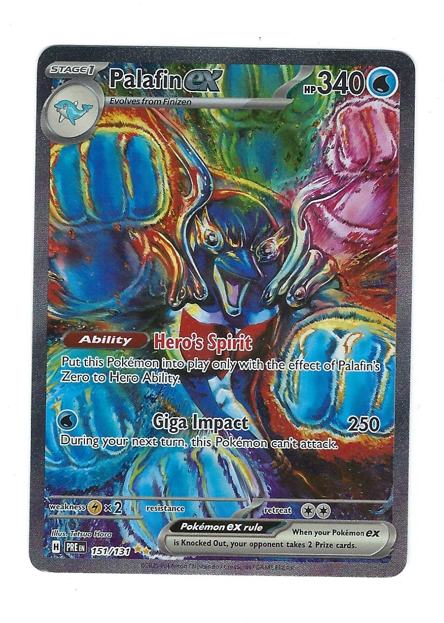 Palafin ex 151/131 Prismatic Evolutions front card photo in GradeValue pregrading report