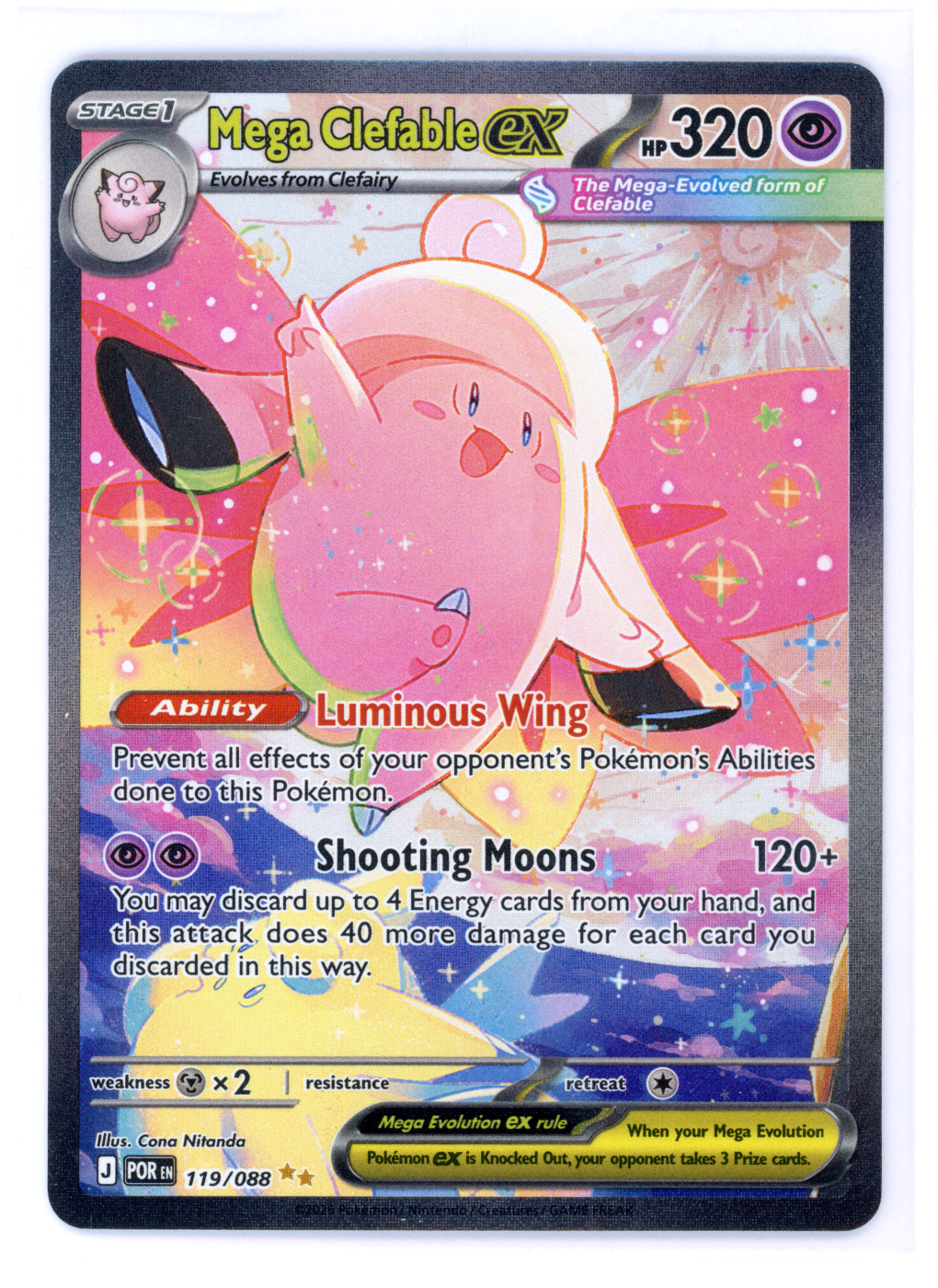 Mega Clefable ex 119/88 Perfect Order front card photo in GradeValue pregrading report