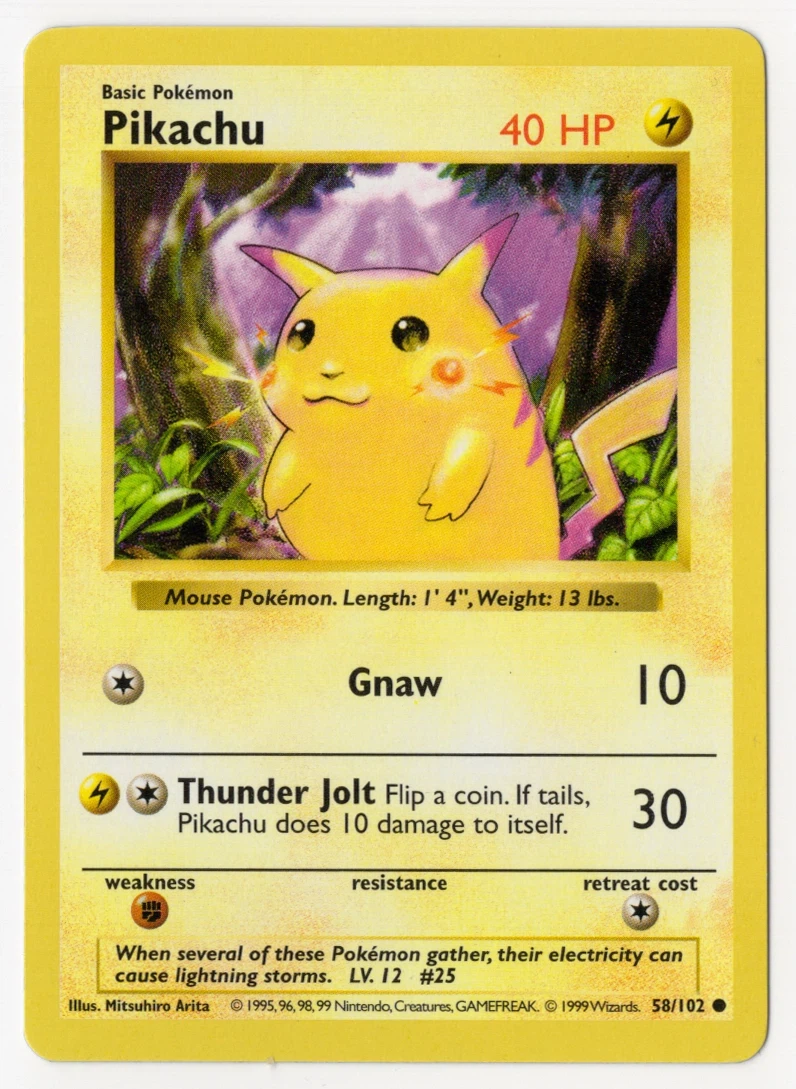 Pikachu 058/102 Base Set front card photo in GradeValue pregrading report